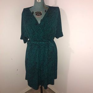 Green & Black Printed Dress